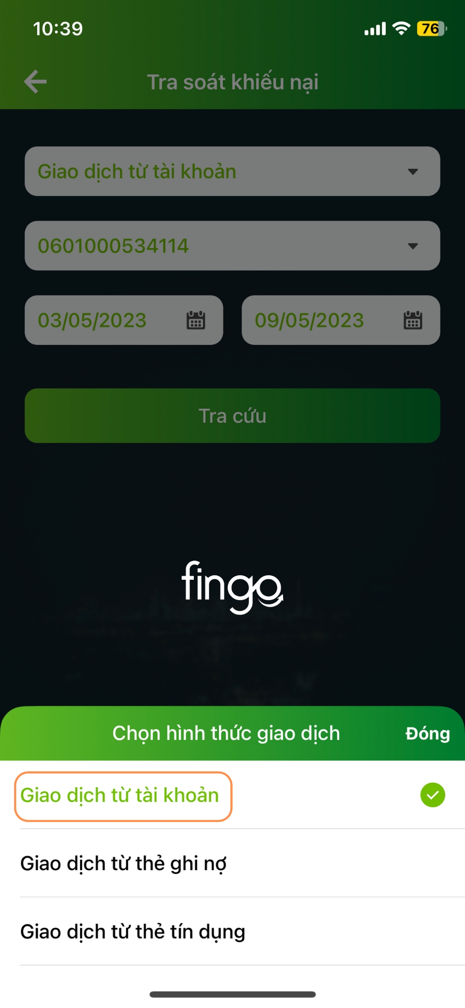 Thu hồi lệnh chuyển tiền Vietcombank bước 3