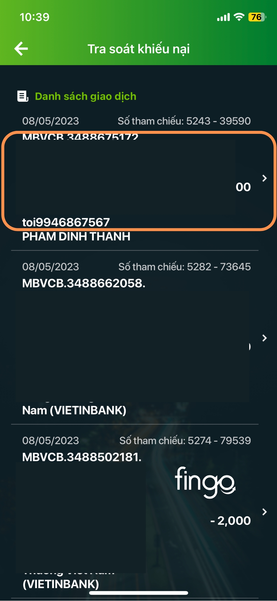 Thu hồi lệnh chuyển tiền Vietcombank bước 4