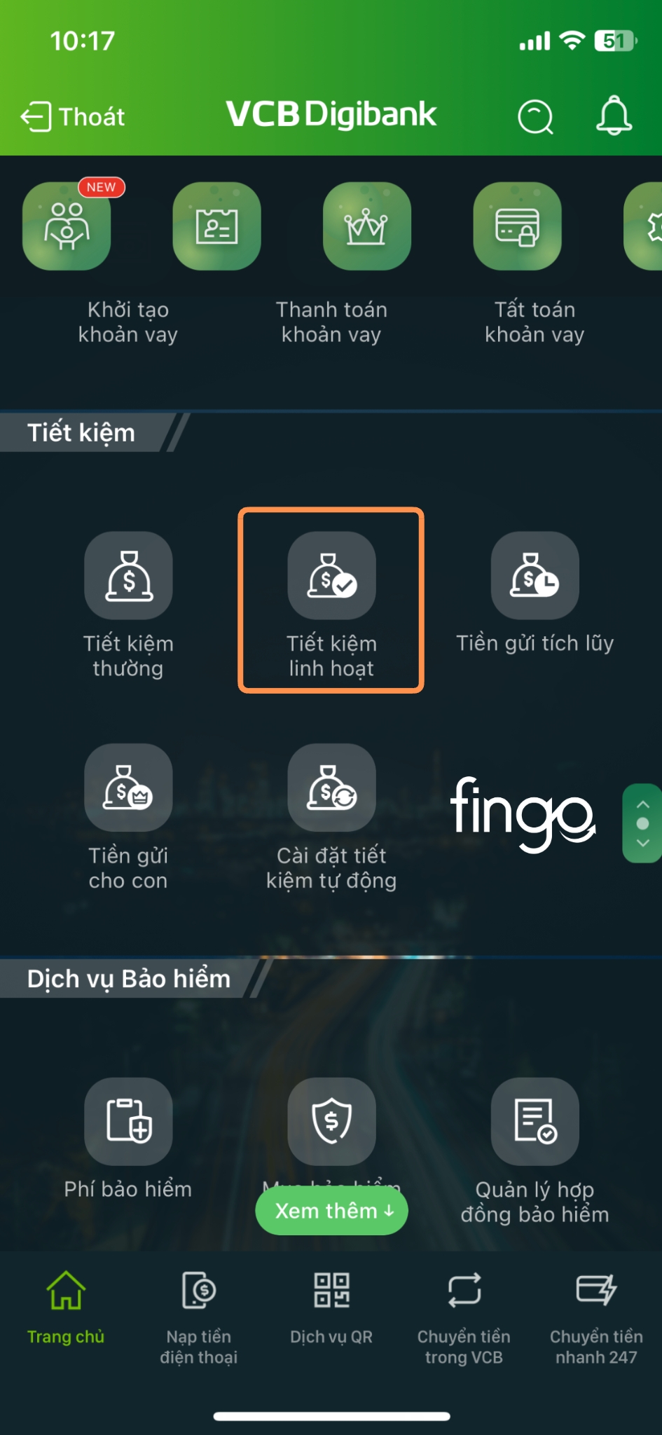 Tiết kiệm linh hoạt Vietcombank bước 1
