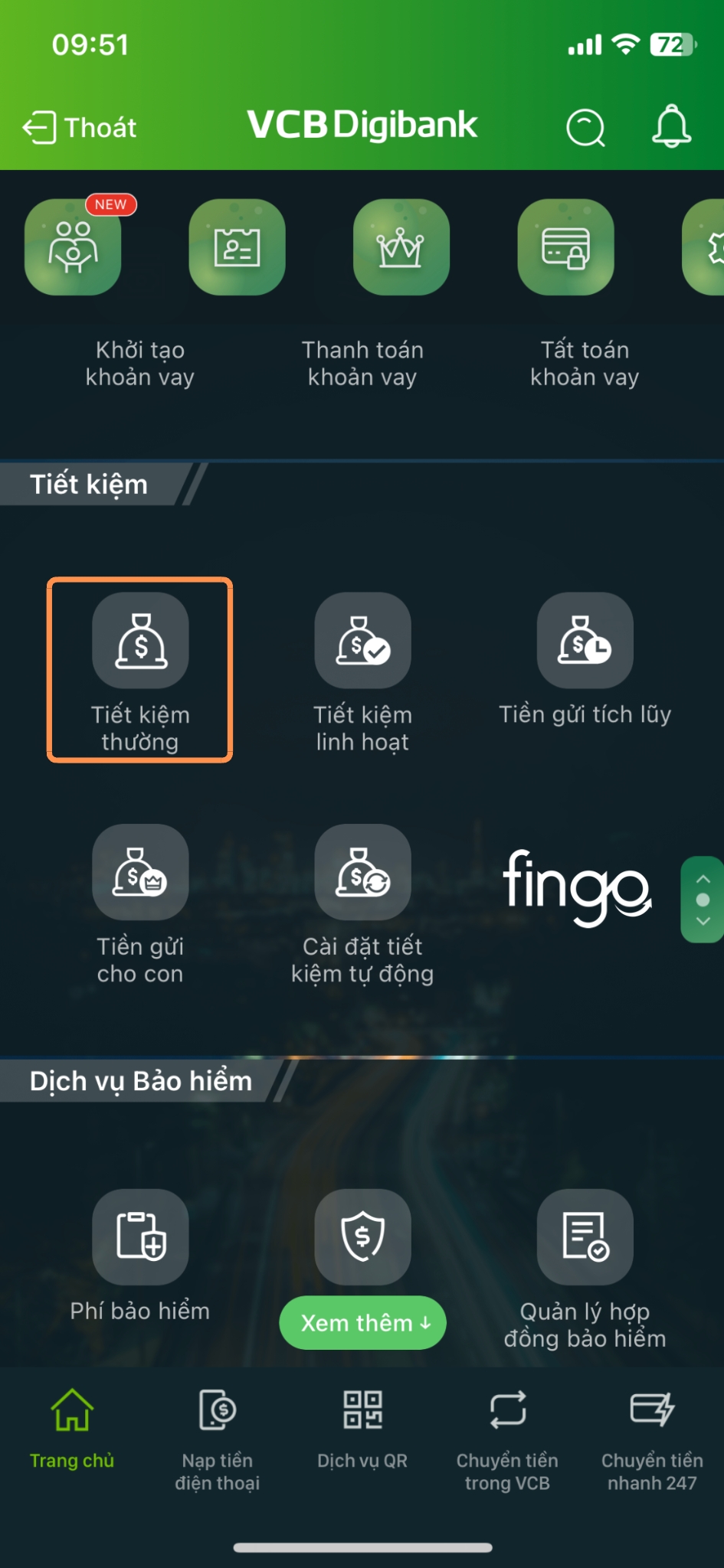 Tiết kiệm thường Vietcombank bước 1