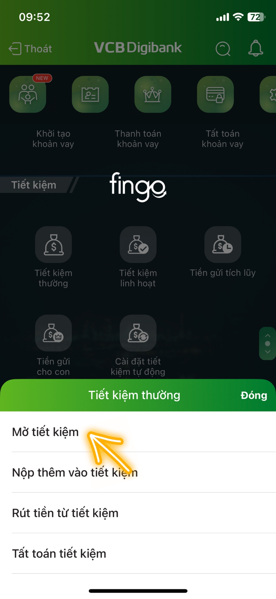 Tiết kiệm thường Vietcombank bước 2