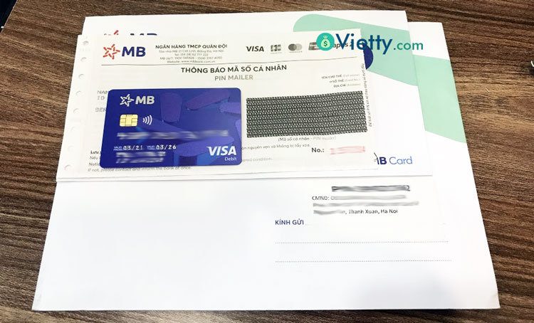 Chi nhánh ngân hàng của thẻ MB Bank sẽ được in trên bao bì đựng thẻ