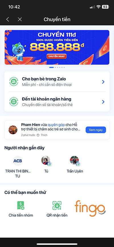 Chọn người nhận