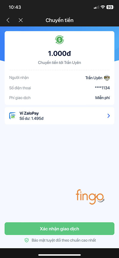 Xác nhận thông tin giao dịch