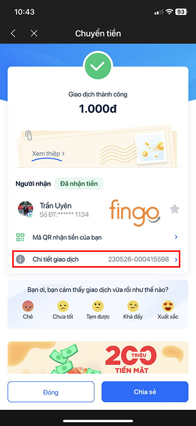 Dãy số được khoanh trên ảnh chính là mã giao dịch ZaloPay