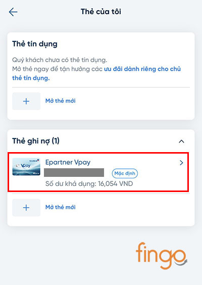 Chọn Thẻ bạn muốn kiểm tra