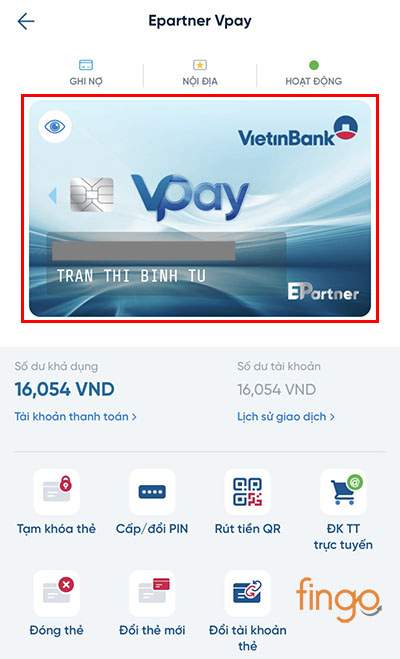 Nhấn vào thẻ ATM