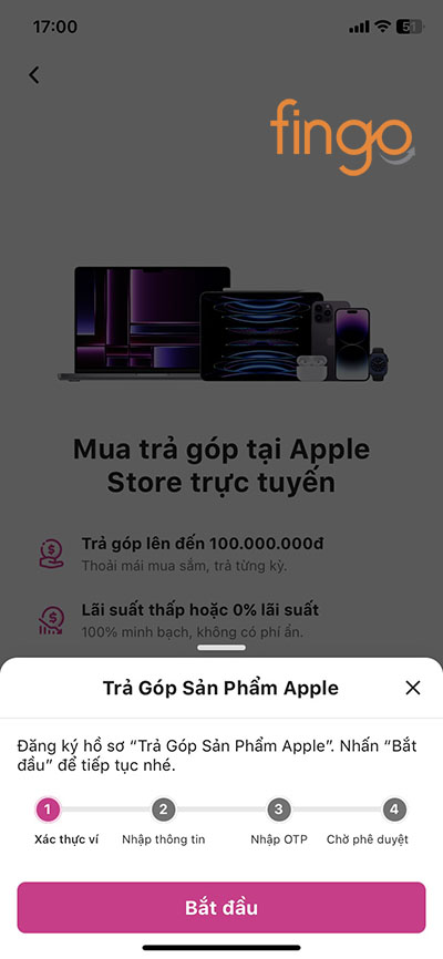 Với 4 bước đăng ký mua trả góp iPhone trên MoMo