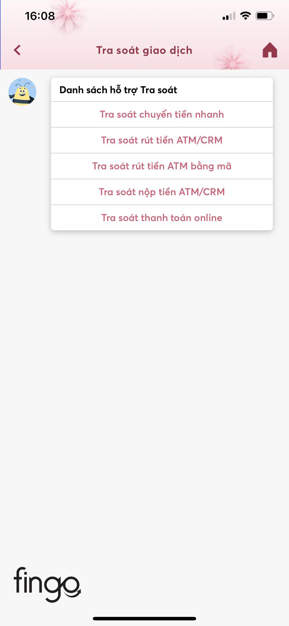 Chọn giao dịch mà bạn muốn tra soát