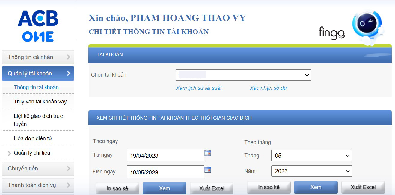 Chọn ngày mà bạn muốn kiểm tra
