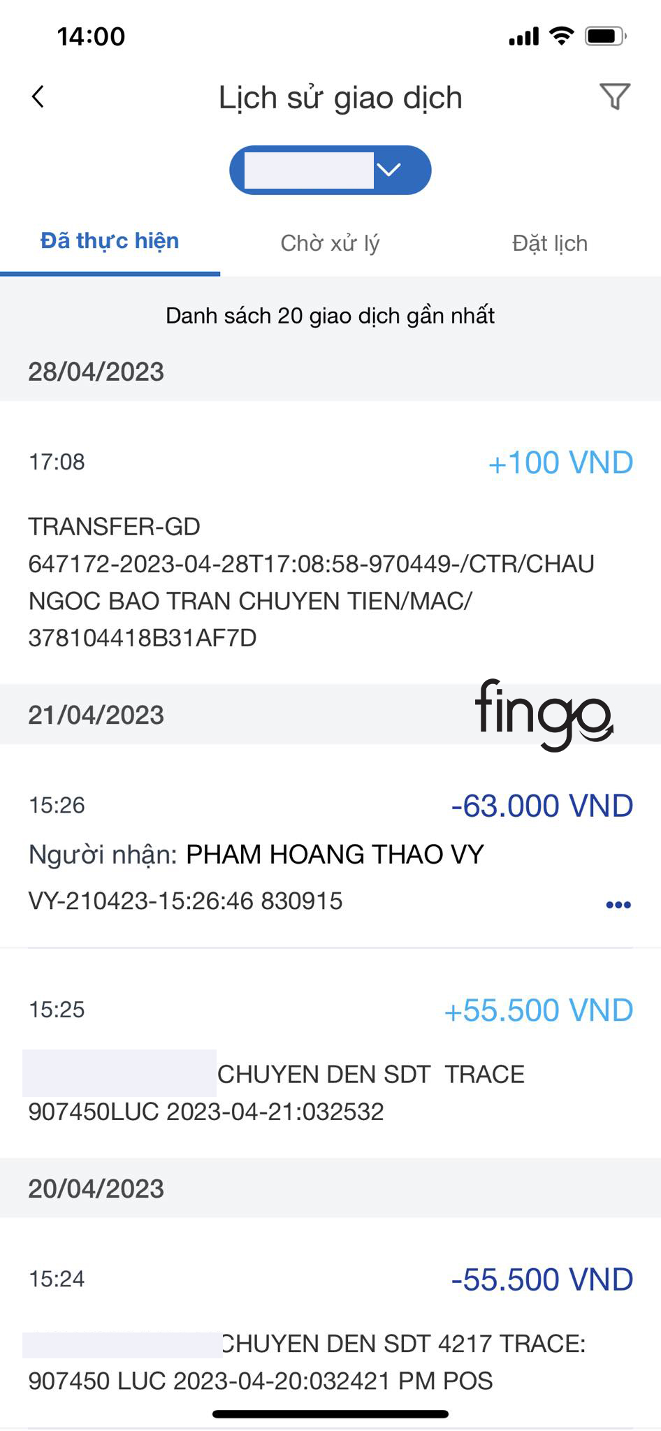 Tiến hành kiểm tra lịch sử giao dịch