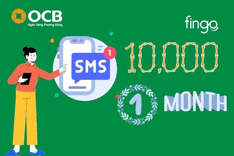 Mức phí 10.000 đồng cho dịch vụ SMS Banking OCB.