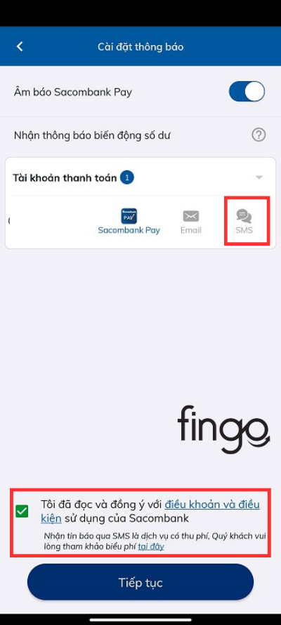Kích hoạt SMS Banking Sacombank