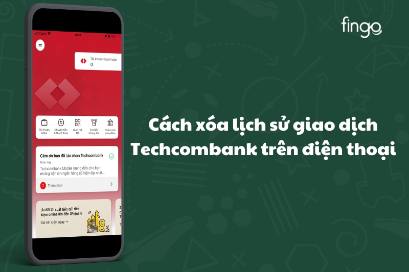 Cách xóa lịch sử giao dịch Techcombank trên điện thoại