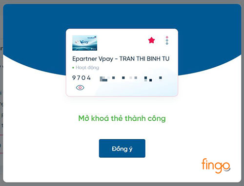 Mở khóa thẻ Vietinbank thành công