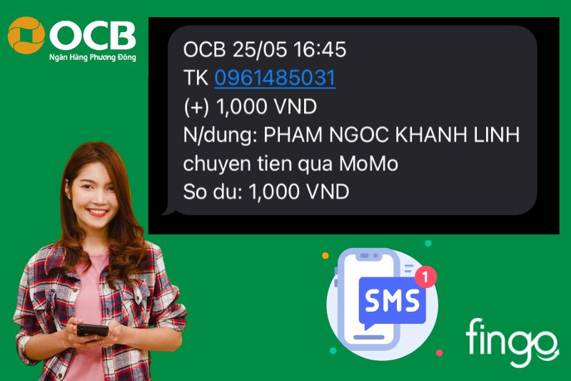 Tra cứu số tài khoản ngân hàng OCB qua SMS Banking.