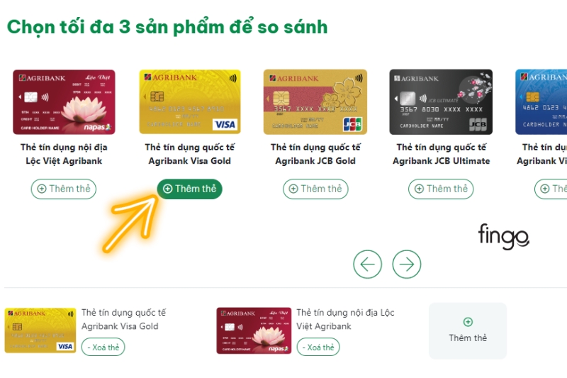 Chọn mục thêm thẻ để tiến hành so sánh