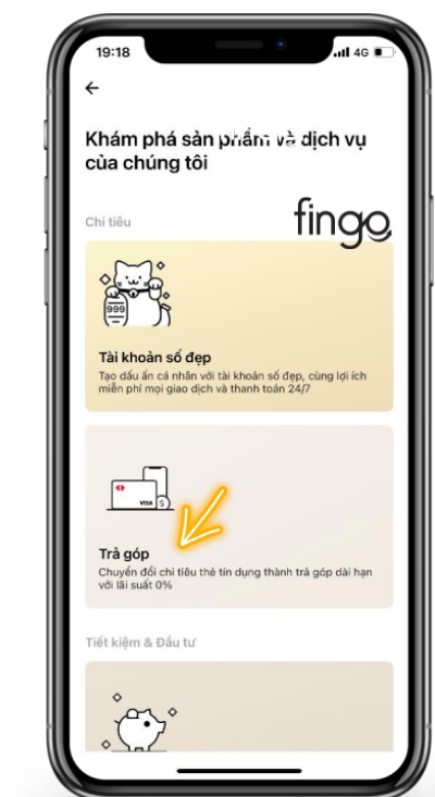 Nhấn chọn trả góp 