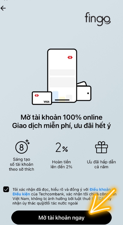 Nhấn chọn mở tài khoản ngay