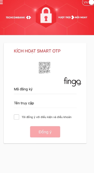 Nhập mã đăng ký và tên truy cập để đăng nhập