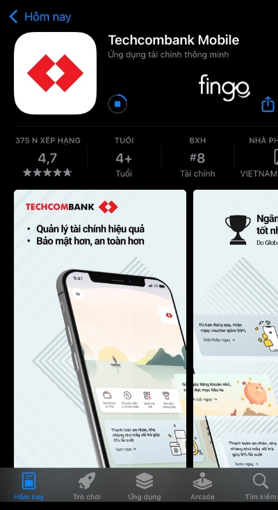 Tải ứng dụng Techcombank Mobile về điện thoại