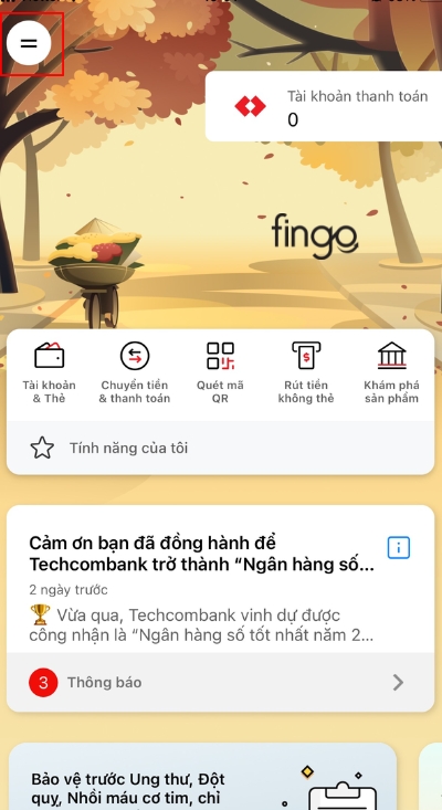 Chọn mục 2 dấu gạch ngang phía trên bên trái màn hình