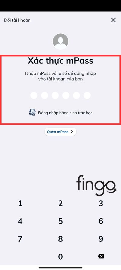 Bước 2: Nhập mã mPass