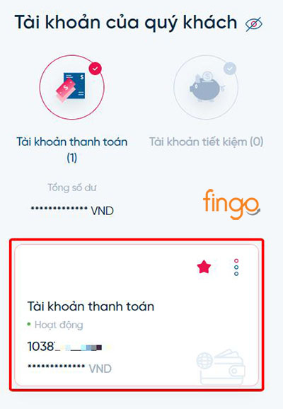 Chọn tài khoản bạn muốn kiểm tra