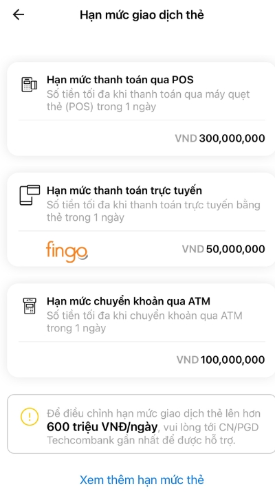 Tùy chọn hạn mức