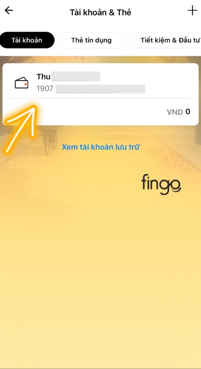 Chọn tài khoản bạn muốn tra cứu số tài khoản