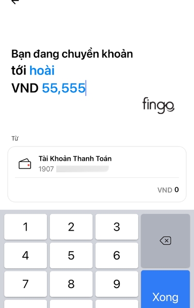 Nhập số tiền để thanh toán 