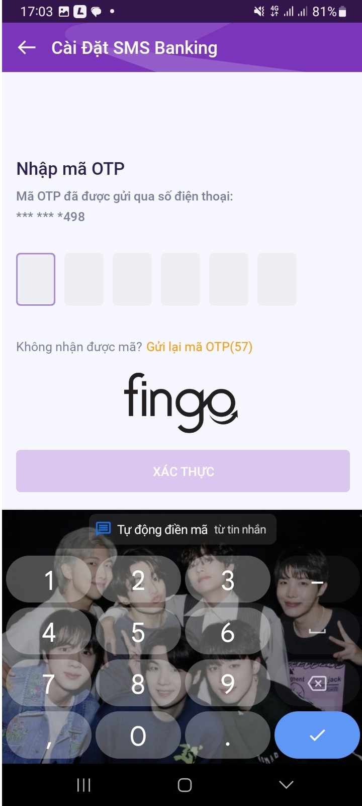 Đăng ký SMS Banking TPBank bước 5