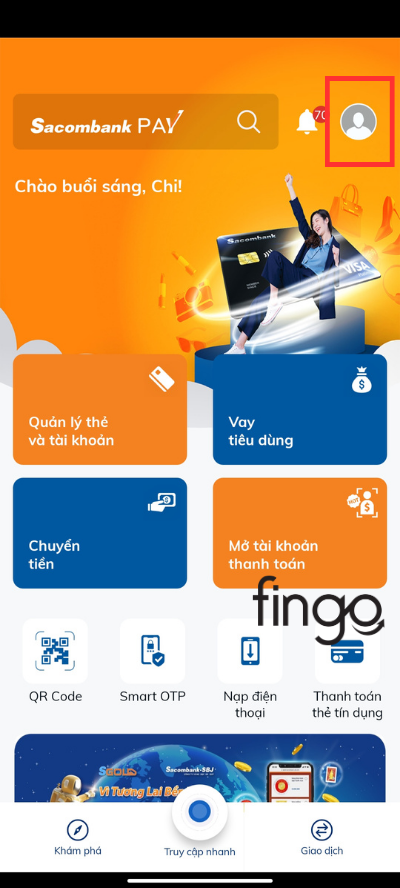 Cách đăng ký SMS Baking Sacombank online qua Sacombank Pay