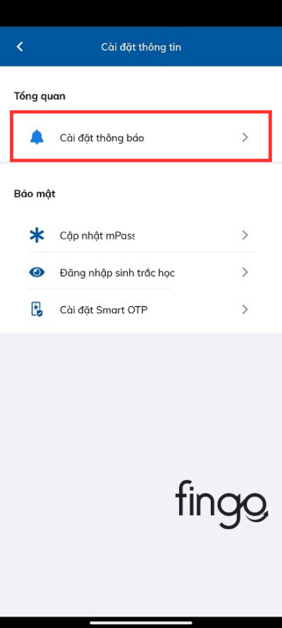 Chọn Cài đặt thông báo