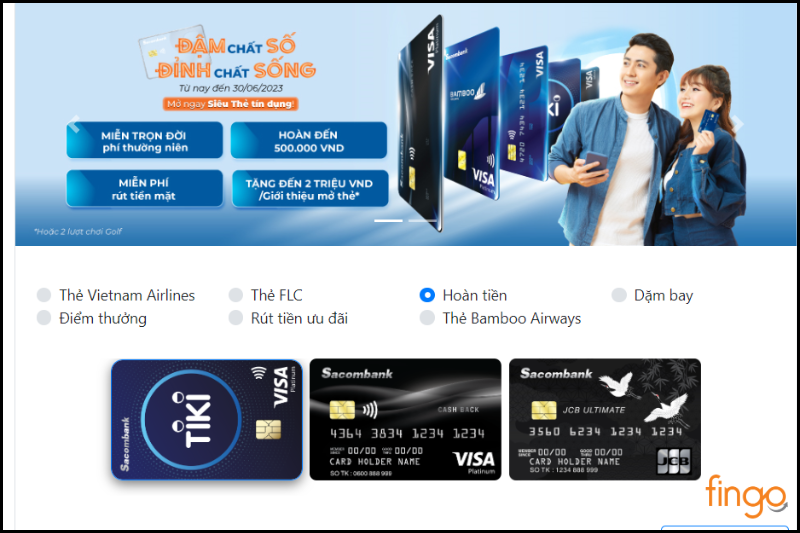 Lựa chọn tiện ích của thẻ JCB Sacombank theo nhu cầu của bạn rồi chọn thẻ