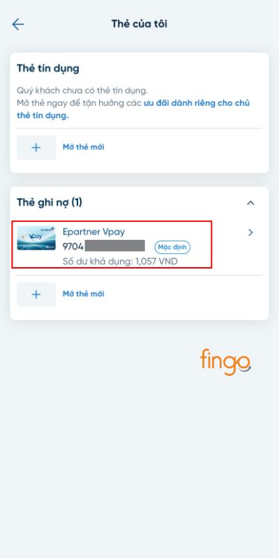 Bấm chọn thẻ bạn muốn khóa