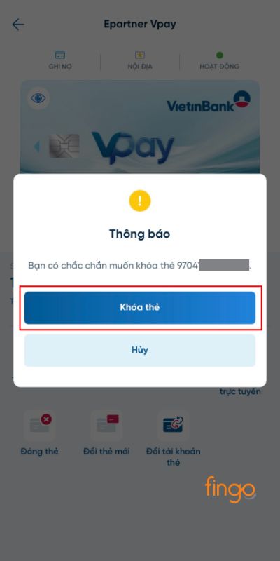 Bấm Khóa thẻ