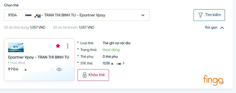 Bấm Khóa thẻ