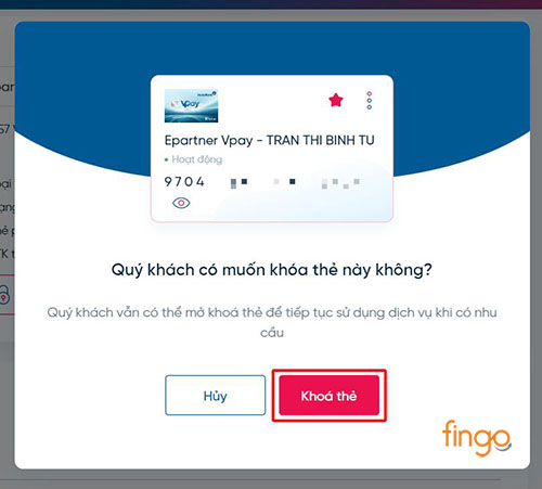 Xác nhận khóa thẻ