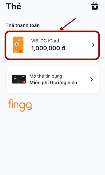 Chọn loại thẻ mà khách hàng muốn kiểm tra số tài khoản.
