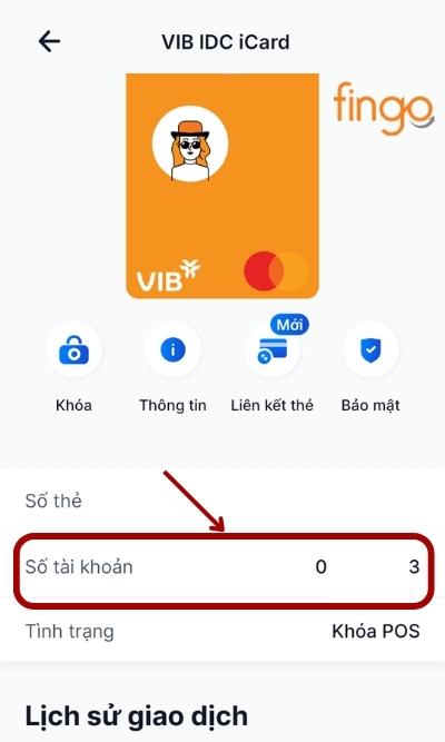 Lúc này, màn hình sẽ hiển thị số tài khoản của khách hàng tại màn hình thẻ. 