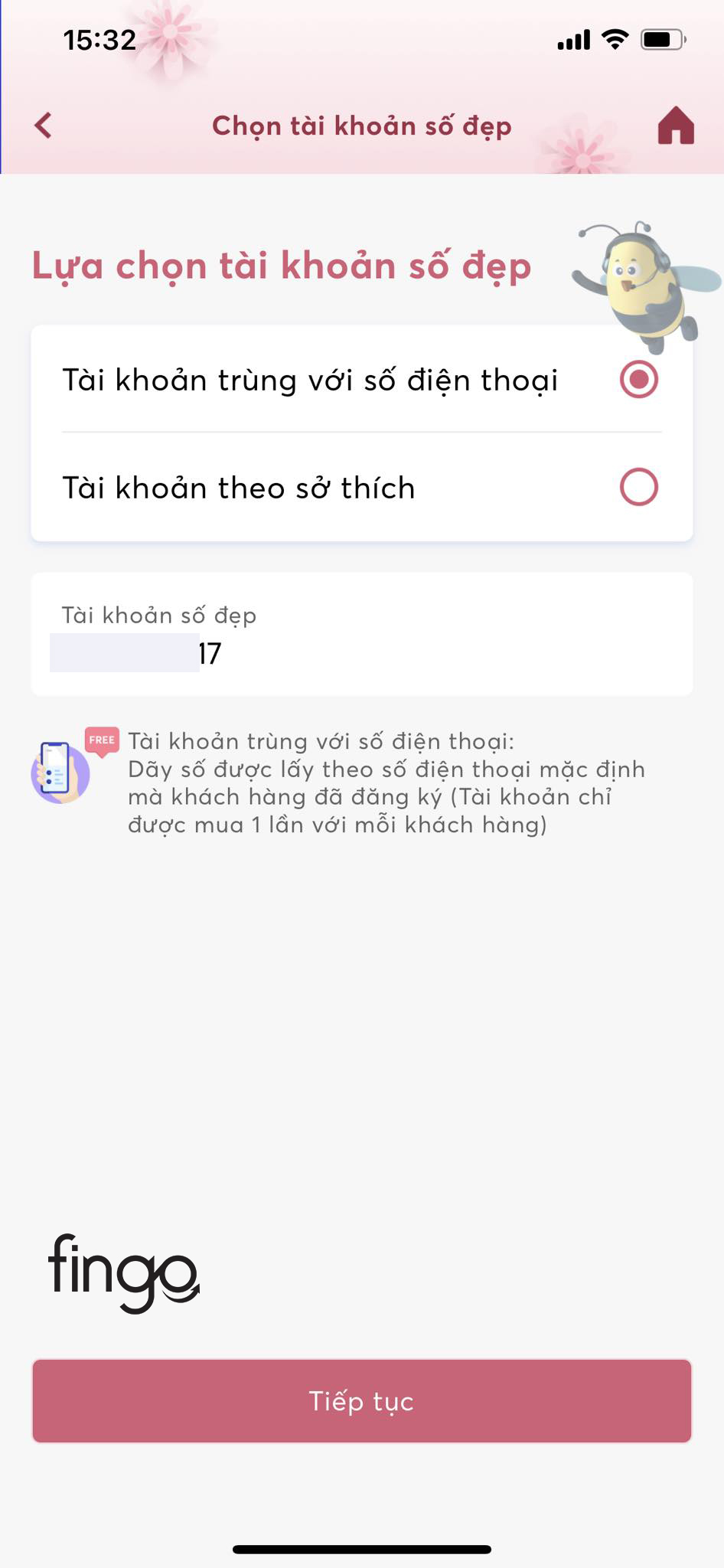 Chọn tài khoản số đẹp/ số tài khoản theo số điện thoại