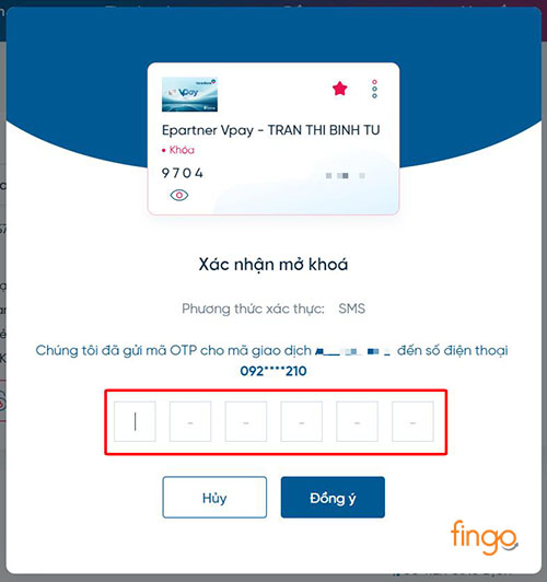 Nhập mã OTP gửi đến số điện thoại của bạn