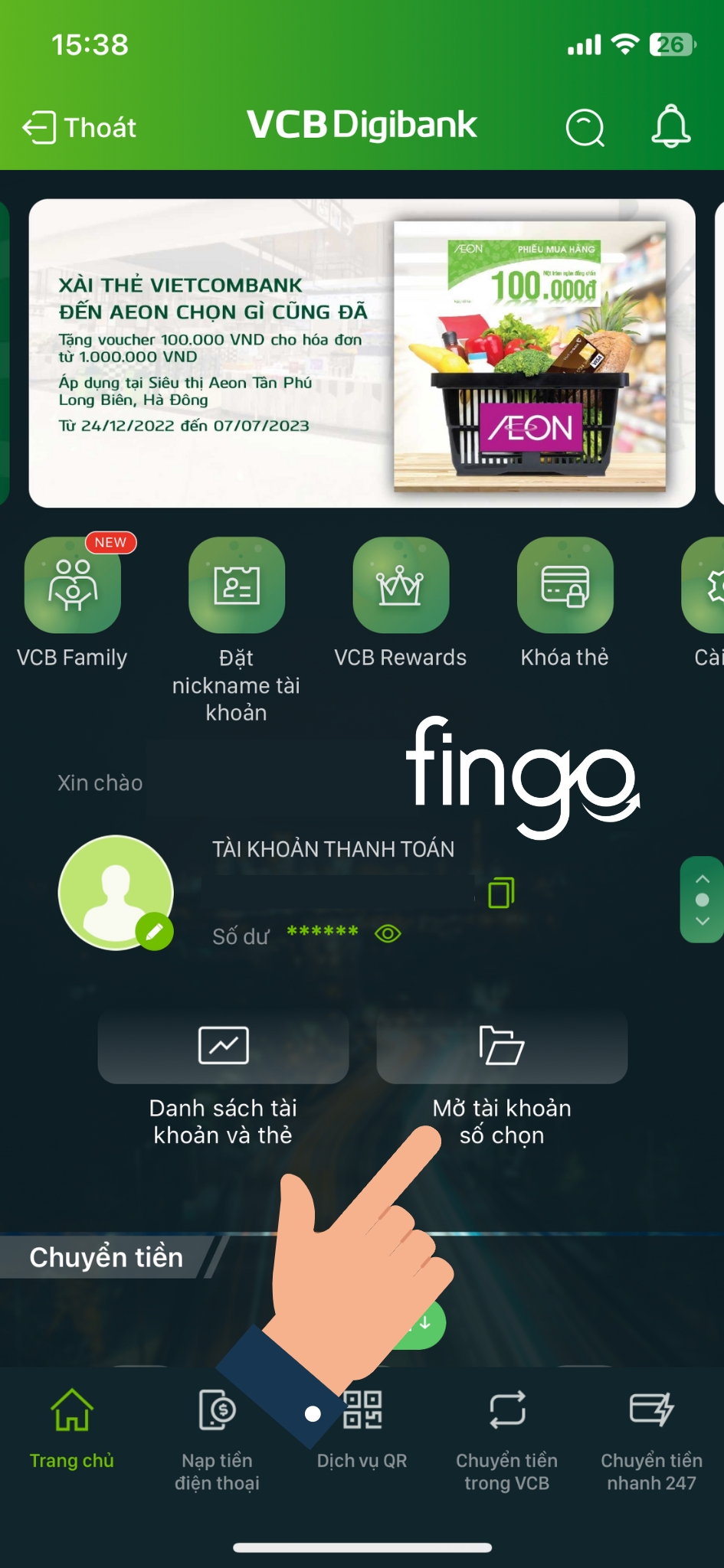 Mở tài khoản Vietcombank số đẹp bước 1