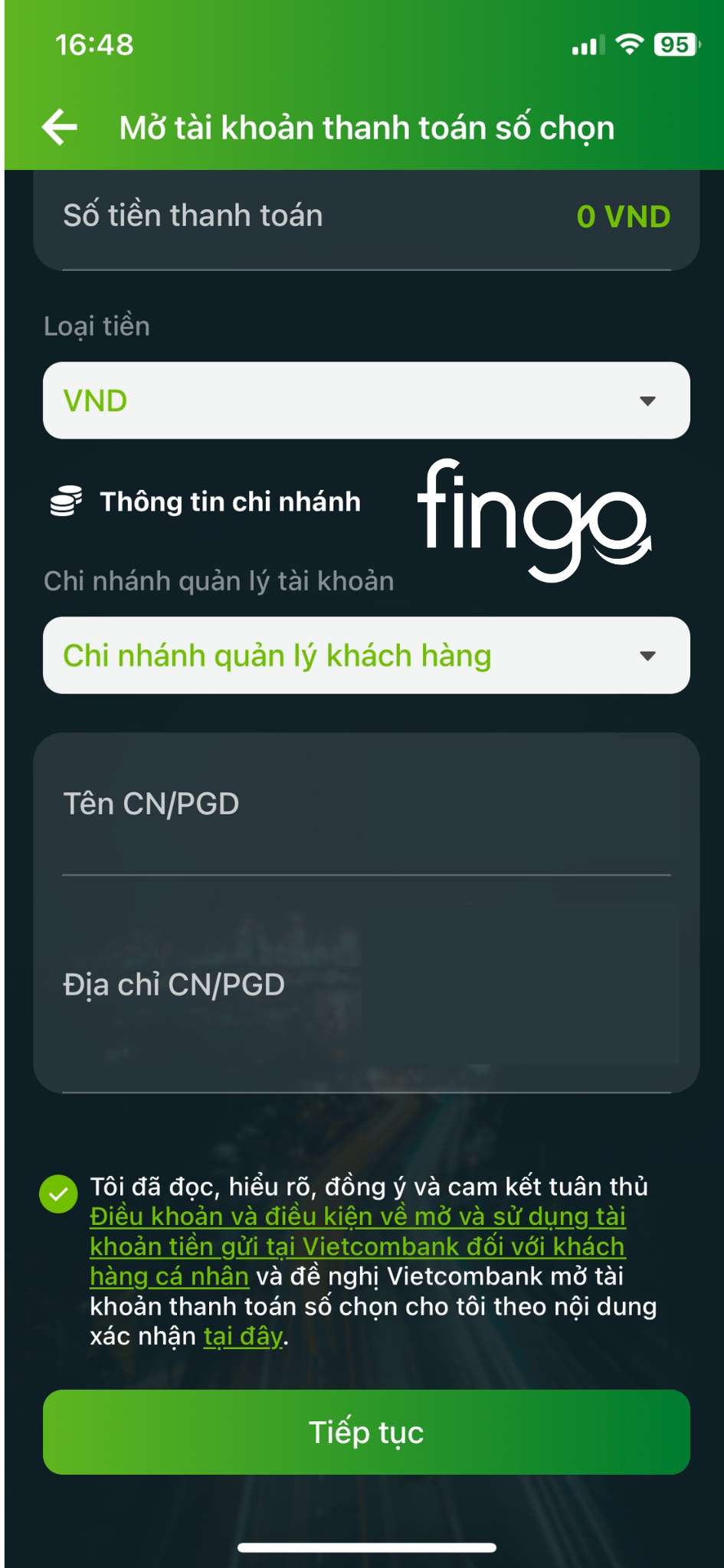 Mở tài khoản Vietcombank số đẹp bước 5
