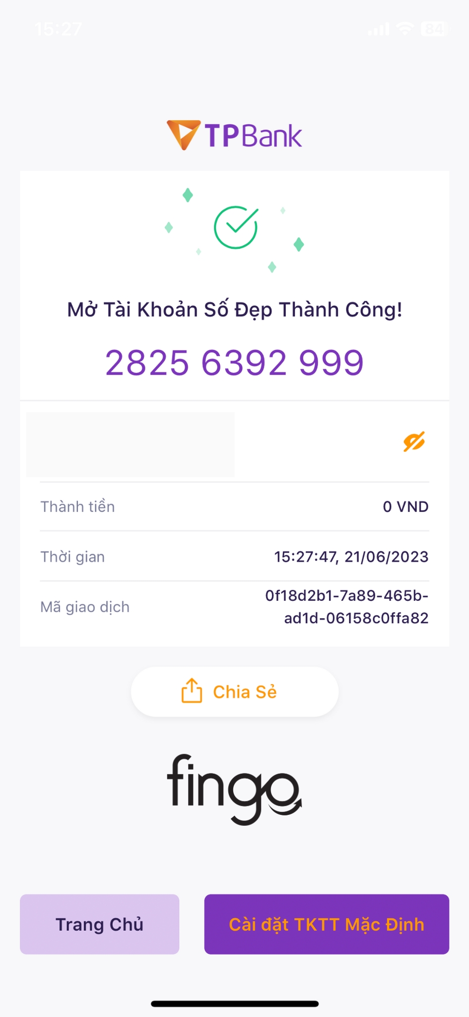 Mở tài khoản số đẹp TPBank bước 8