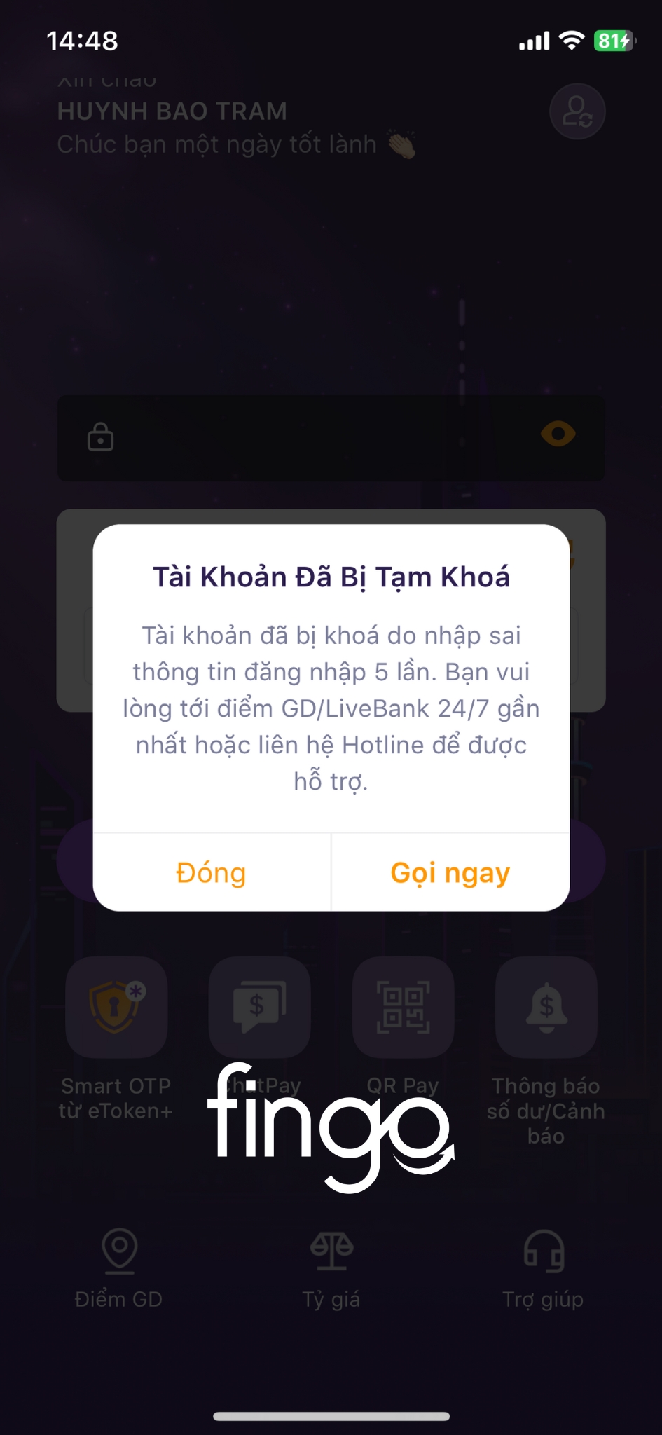 Tài khoản TPBank bị khoá