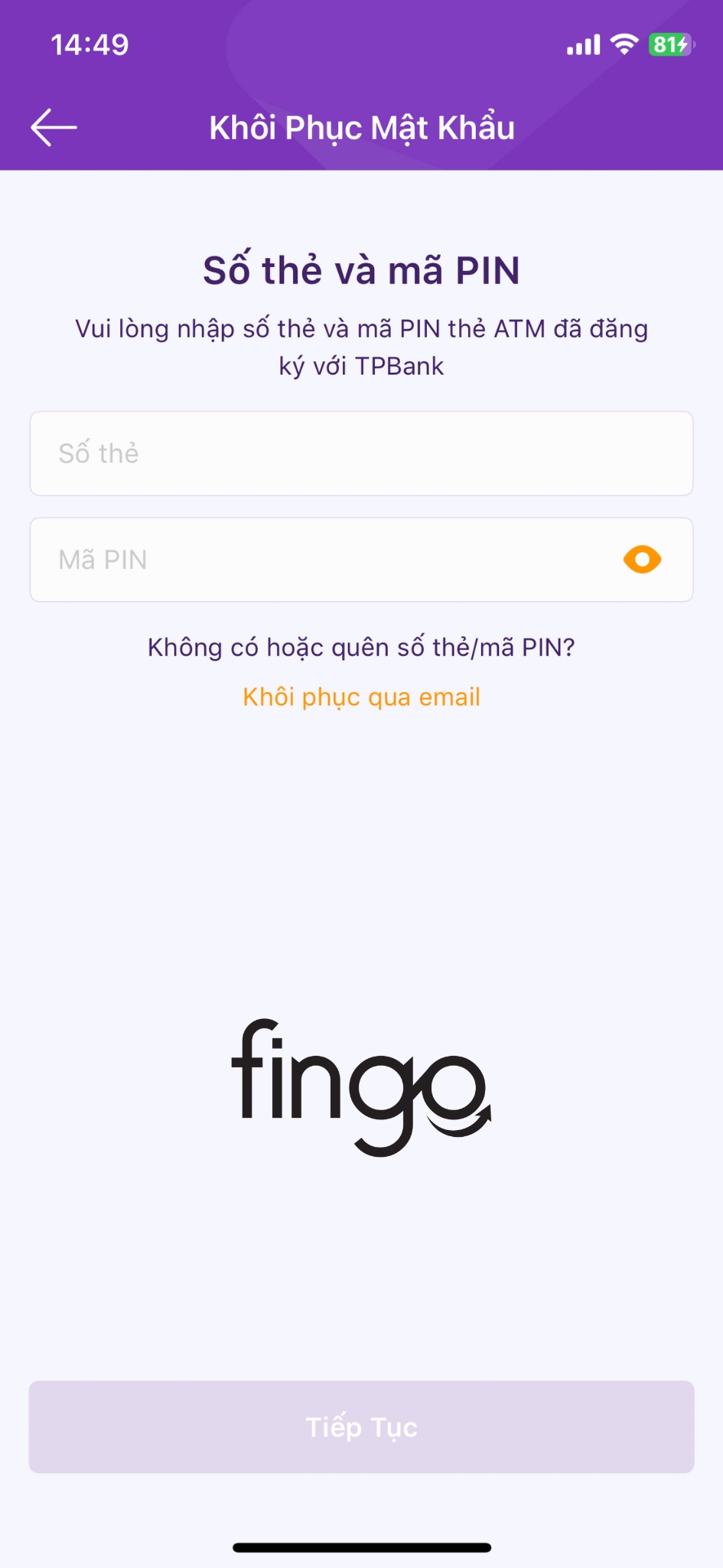Tài khoản TPBank bị khoá bước 3