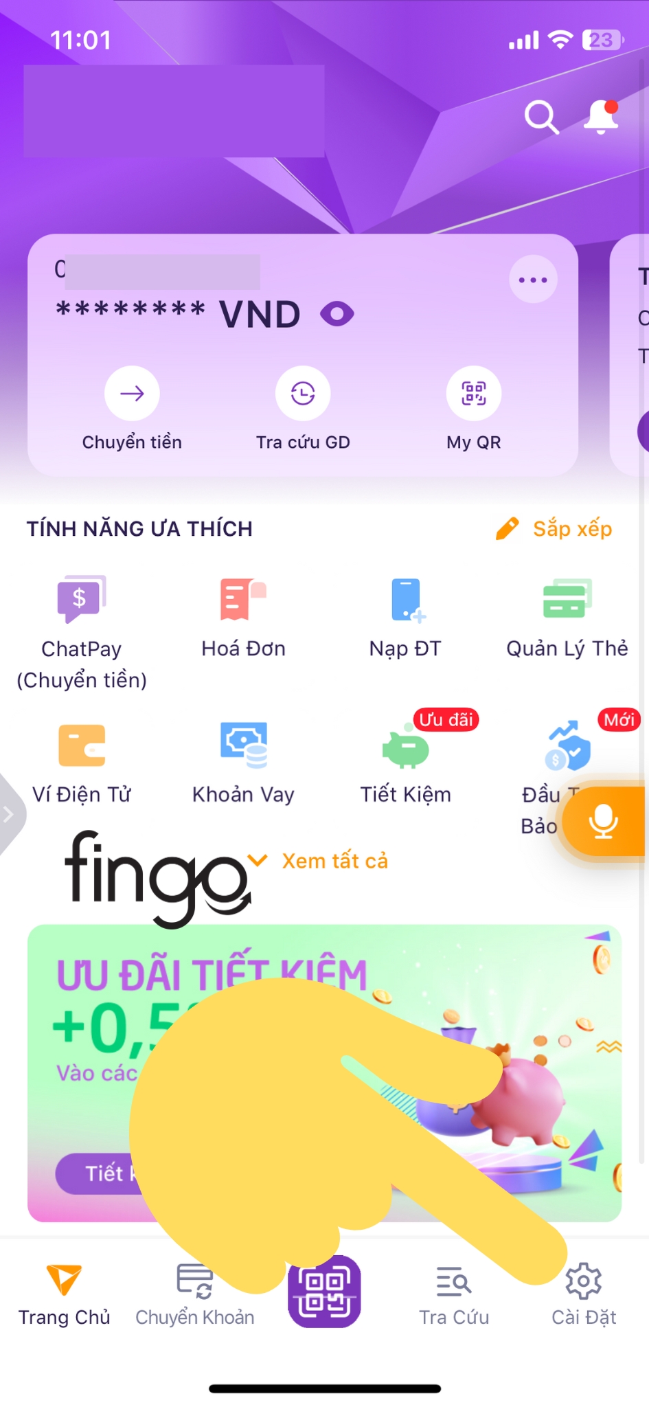 Mở tài khoản số đẹp TPBank bước 1