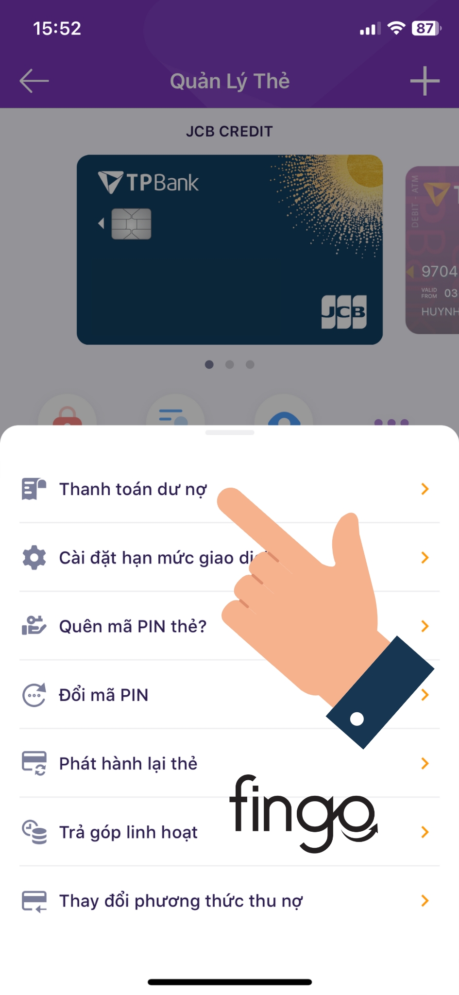 Thanh toán thẻ tín dụng TPBank bước 3